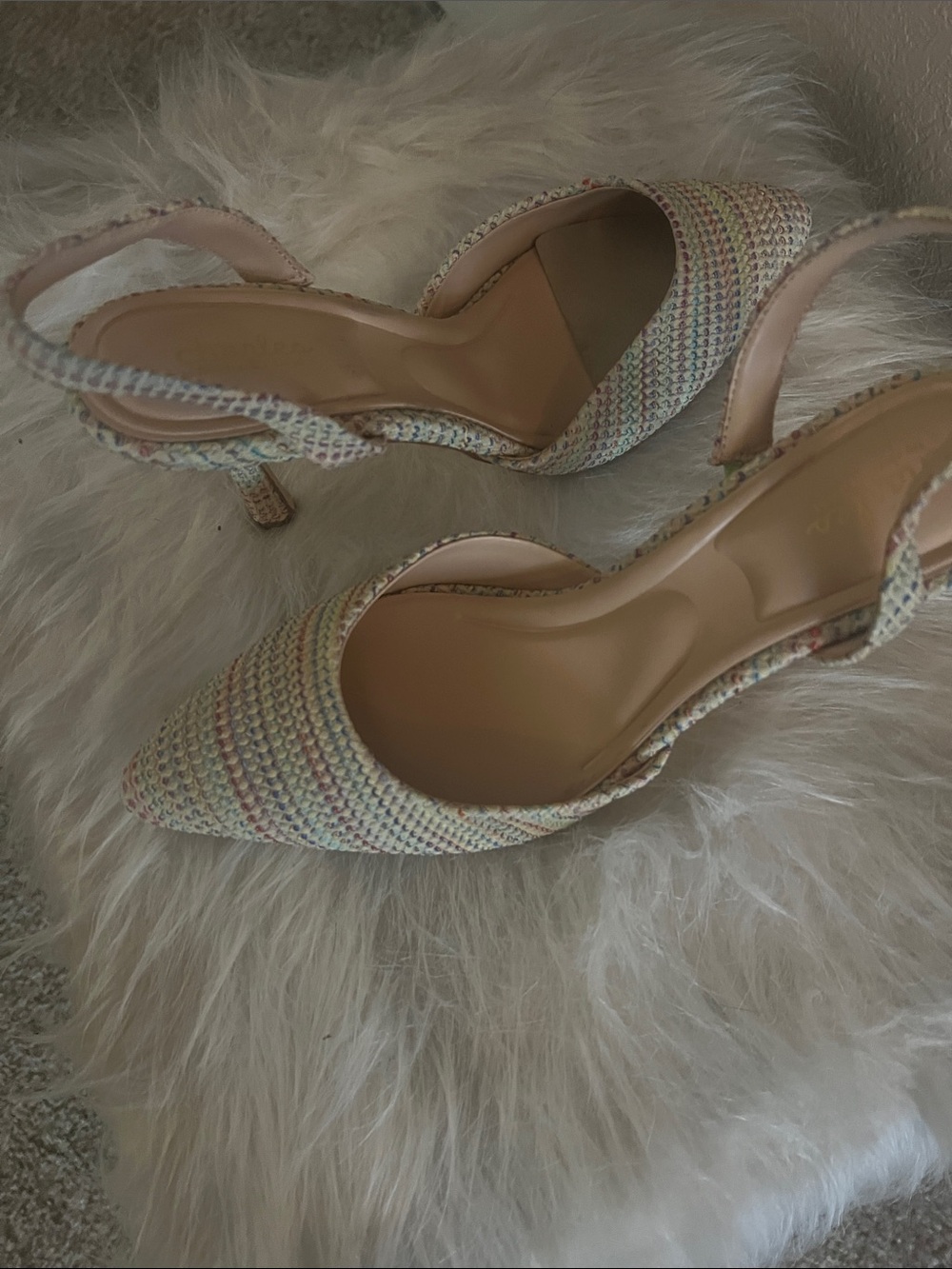 Charles By Charles David Pastel Multi Woven Pointed Slingback Heels